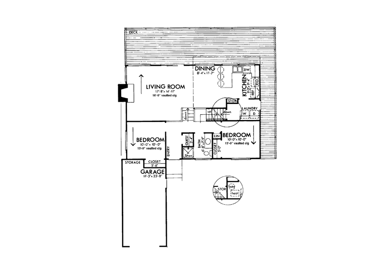 Home Plan - Floor Plan - Main Floor for Cabin House Plan #320-1017 - 3 bed, 2 bath