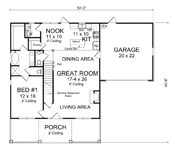 House Design - Bungalow Floor Plan - Main Floor Plan #513-1