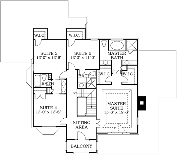 Home Plan - Traditional Floor Plan - Upper Floor Plan #453-106
