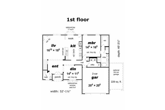 Floor Plan - Main Floor for Traditional House Plan #329-355 - 4 bed, 2.5 bath