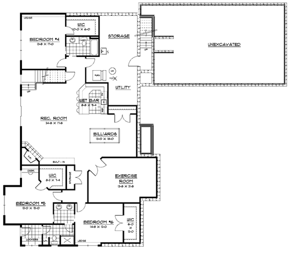 House Plan Design - Craftsman Floor Plan - Lower Floor Plan #51-689