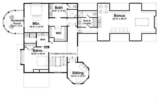 Floor Plan - Upper Floor for Craftsman House Plan #928-71 - 3 bed, 4.5 bath