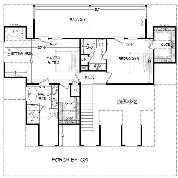 Architectural House Design - Country Floor Plan - Upper Floor Plan #932-14