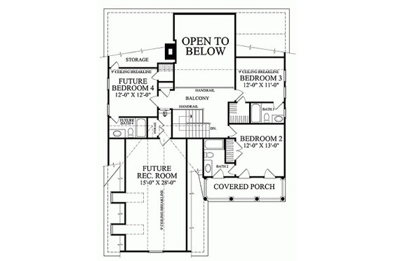 Floor Plan - Upper Floor for Southern House Plan #137-189 - 4 bed, 4.5 bath