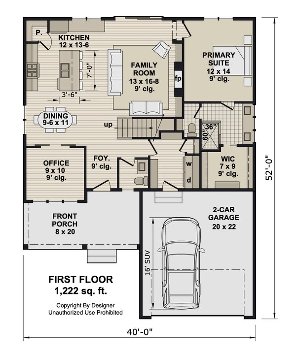 Floor Plan - Main Floor for Farmhouse House Plan #51-1527 - 3 bed, 2.5 bath