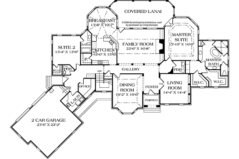 Home Plan - Floor Plan - Main Floor for Traditional House Plan #453-547 - 3 bed, 3 bath