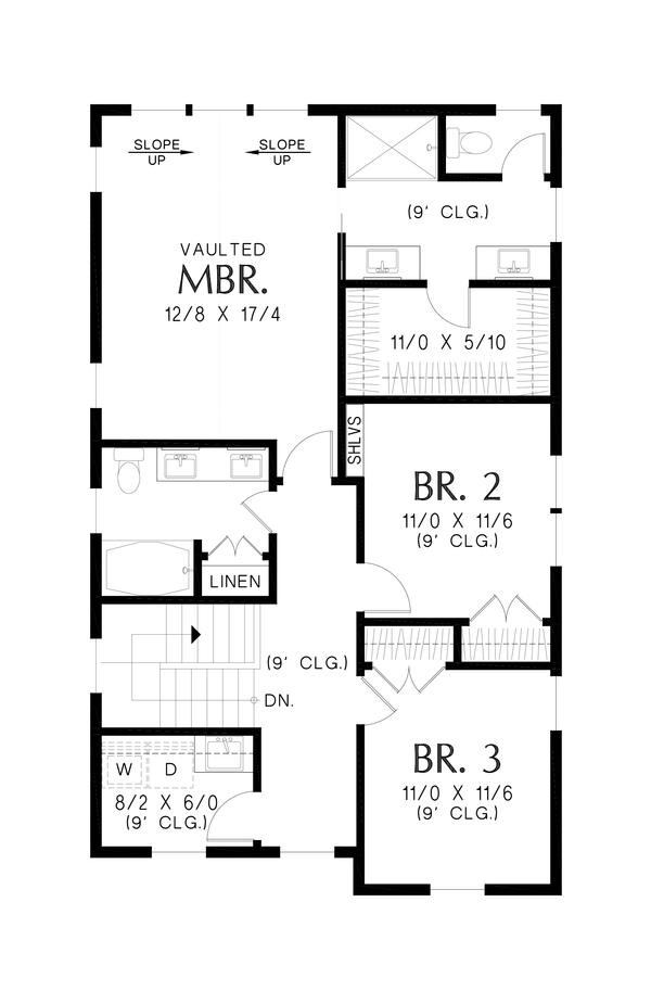 Farmhouse Floor Plan - Upper Floor Plan #48-1124