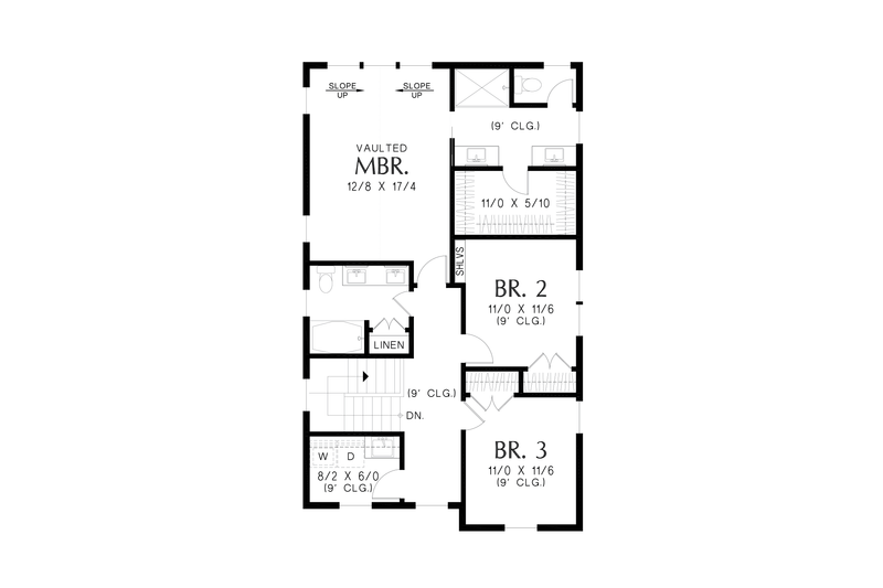 House Blueprint - Floor Plan - Upper Floor for Farmhouse House Plan #48-1124 - 3 bed, 2.5 bath
