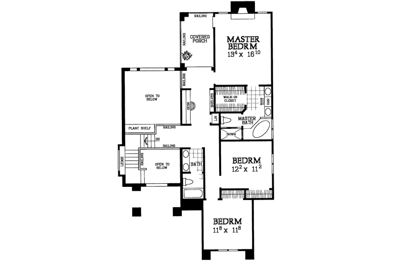 House Blueprint - Floor Plan - Upper Floor for Classical House Plan #72-1089 - 3 bed, 2.5 bath