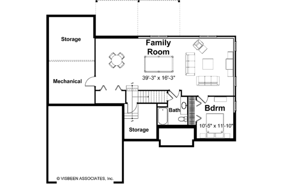 Floor Plan - Lower Floor for Craftsman House Plan #928-120 - 3 bed, 3 bath
