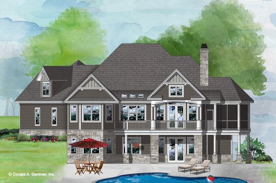 Exterior - Rear Elevation 1 for Craftsman House Plan #929-1103 - 3 bed, 2.5 bath