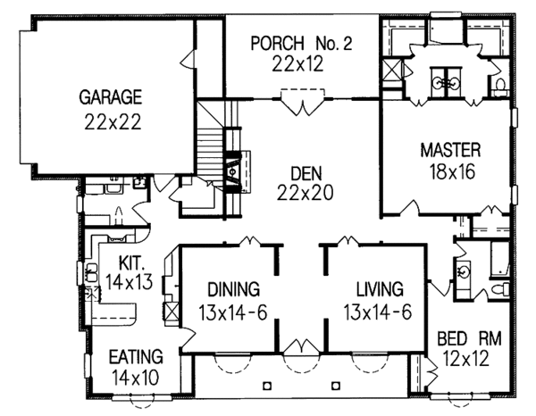 Architectural House Design - Colonial Floor Plan - Main Floor Plan #15-319