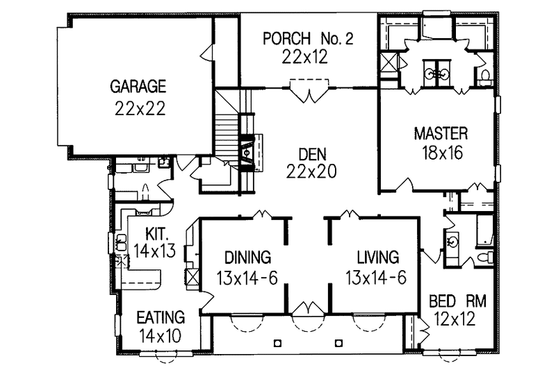Architectural House Design - Floor Plan - Main Floor for Colonial House Plan #15-319 - 5 bed, 4 bath