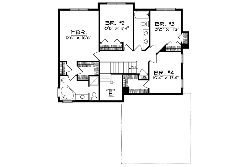 Architectural House Design - Floor Plan - Upper Floor for Traditional House Plan #70-1353 - 4 bed, 2.5 bath