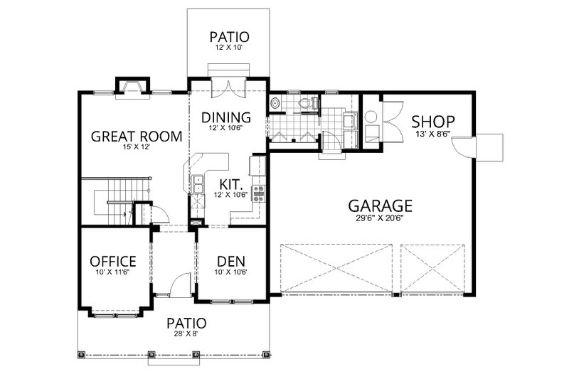 House Design - Floor Plan - Main Floor for Traditional House Plan #112-207 - 3 bed, 2.5 bath