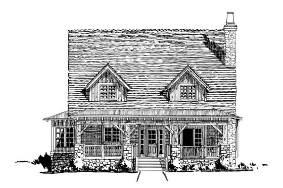 Exterior - Front Elevation 3 for Cabin House Plan #942-33 - 3 bed, 2 bath