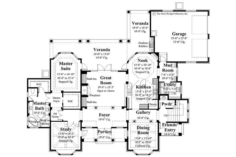 Dream House Plan - Floor Plan - Main Floor for Mediterranean House Plan #930-276 - 4 bed, 4.5 bath