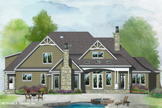 Exterior - Rear Elevation for Ranch House Plan #929-1087 - 4 bed, 3 bath