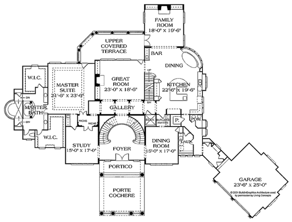 Architectural House Design - Mediterranean Floor Plan - Main Floor Plan #453-440