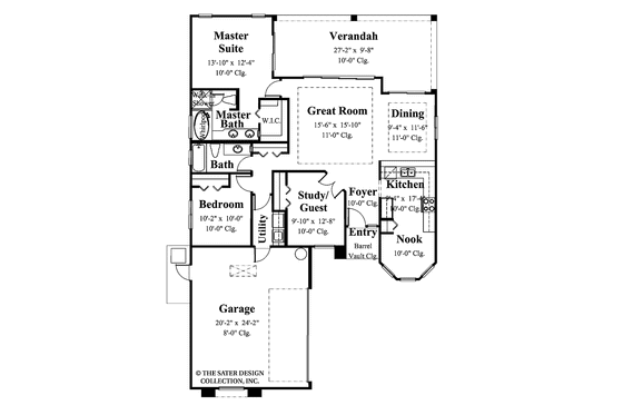 Floor Plan - Main Floor for Mediterranean House Plan #930-384 - 2 bed, 2 bath