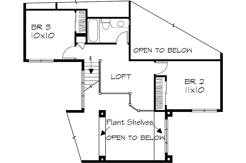 Home Plan - Floor Plan - Upper Floor for Prairie House Plan #320-1087 - 3 bed, 2.5 bath