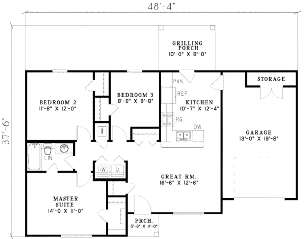 Ranch Style House Plan 3 Beds 1 Baths 965 Sqft Plan 17 580