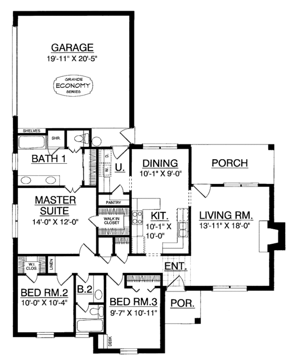 Home Plan - Traditional Floor Plan - Main Floor Plan #40-495