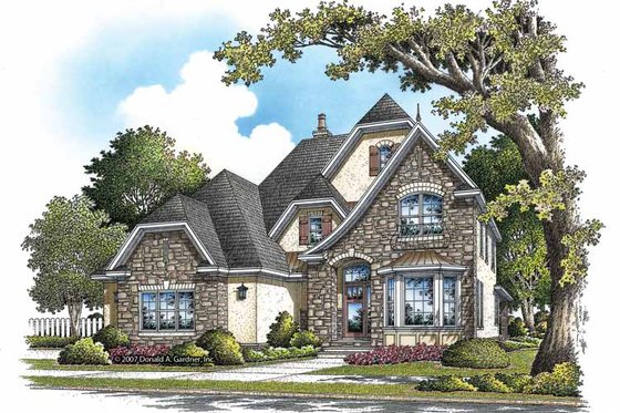 Exterior - Front Elevation 3 for European House Plan #929-838 - 5 bed, 4 bath