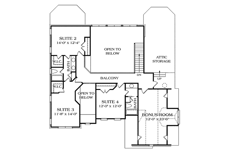 Dream House Plan - Floor Plan - Upper Floor for Traditional House Plan #453-304 - 4 bed, 3.5 bath