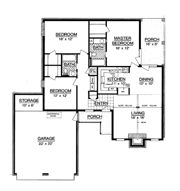 Home Plan - Ranch Floor Plan - Main Floor Plan #45-386