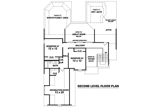 Floor Plan - Upper Floor for European House Plan #81-1123 - 3 bed, 2.5 bath