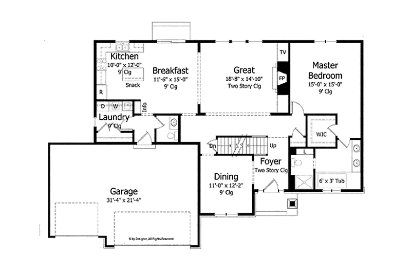 Home Plan - Floor Plan - Main Floor for Colonial House Plan #51-1017 - 4 bed, 2.5 bath