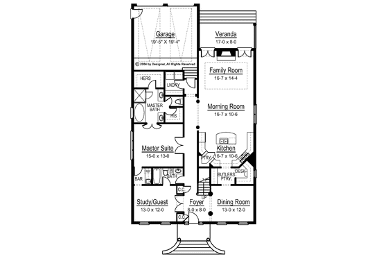 Floor Plan - Main Floor for Classical House Plan #119-399 - 4 bed, 3 bath