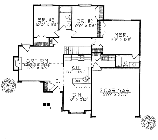 House Plan Design - Craftsman Floor Plan - Main Floor Plan #70-1339