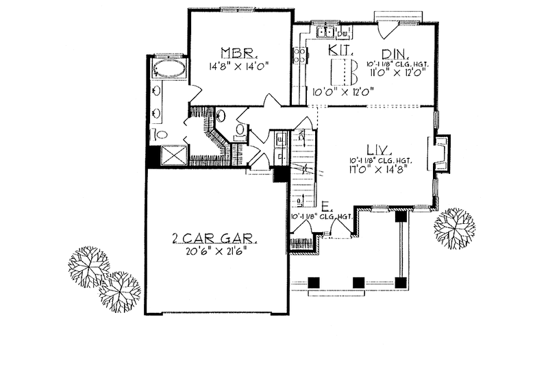 Architectural House Design - Floor Plan - Main Floor for Country House Plan #70-1303 - 3 bed, 2.5 bath
