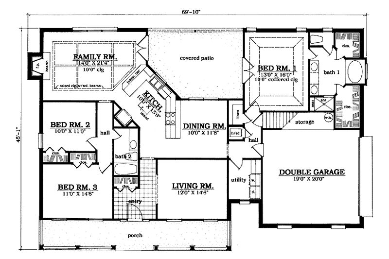 Home Plan - Floor Plan - Main Floor for Country House Plan #42-641 - 3 bed, 2 bath