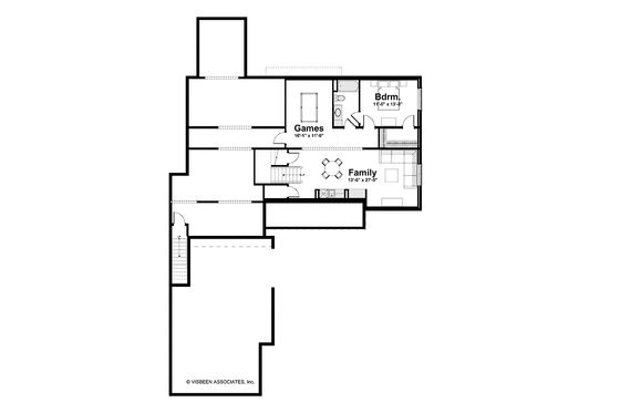 Floor Plan - Lower Floor for Craftsman House Plan #928-225 - 2 bed, 2.5 bath