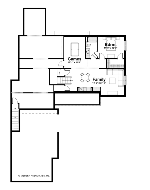 Craftsman Floor Plan - Lower Floor Plan #928-225
