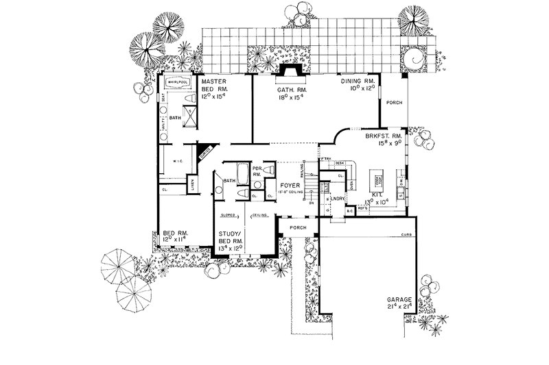 Home Plan - Floor Plan - Main Floor for Mediterranean House Plan #72-996 - 3 bed, 2.5 bath