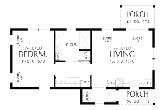Floor Plan - Main Floor for Farmhouse House Plan #48-1165 - 1 bed, 1 bath