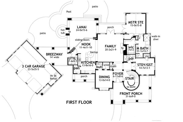 Architectural House Design - Craftsman Floor Plan - Main Floor Plan #120-173