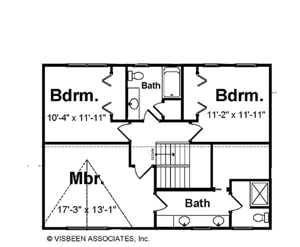 Dream House Plan - Floor Plan - Upper Floor for Farmhouse House Plan #928-441 - 3 bed, 2.5 bath