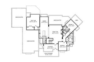 Floor Plan - Lower Floor for Craftsman House Plan #920-96 - 6 bed, 7.5 bath