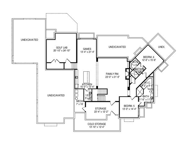 Craftsman Floor Plan - Lower Floor Plan #920-96