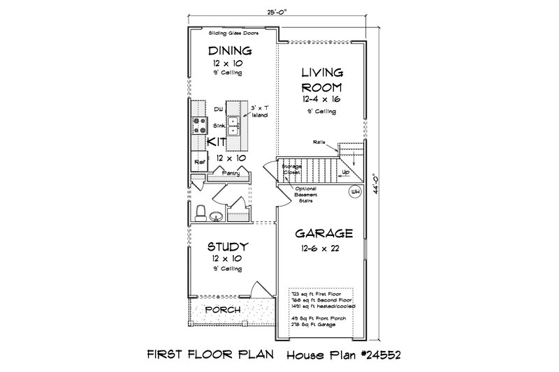 Architectural House Design - Floor Plan - Main Floor for Cottage House Plan #513-2345 - 3 bed, 2.5 bath