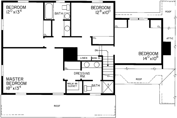 Country Floor Plan - Upper Floor Plan #72-152