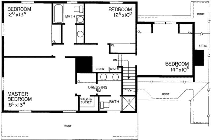 Dream House Plan - Floor Plan - Upper Floor for Country House Plan #72-152 - 4 bed, 2.5 bath