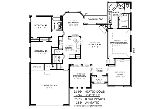 Floor Plan - Main Floor for European House Plan #424-310 - 3 bed, 3 bath
