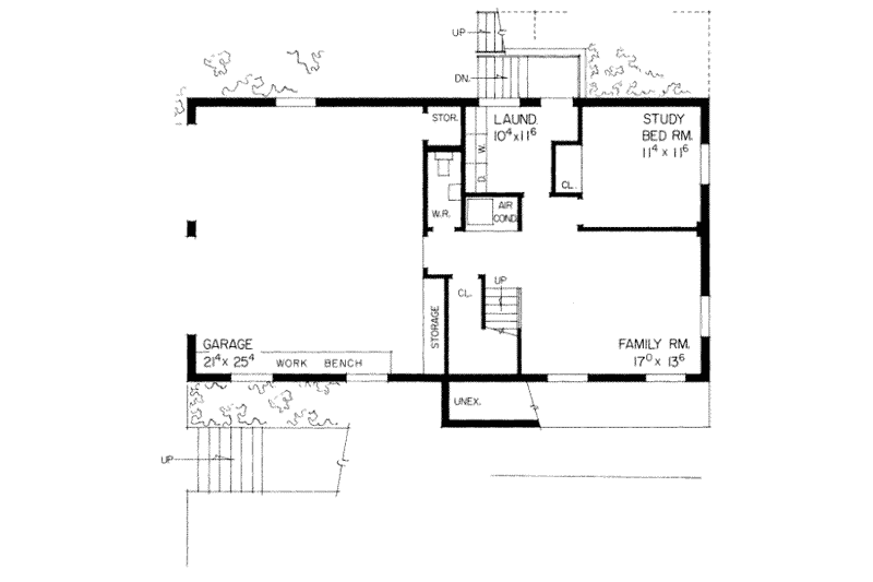 Home Plan - Floor Plan - Lower Floor for Colonial House Plan #72-344 - 4 bed, 2.5 bath