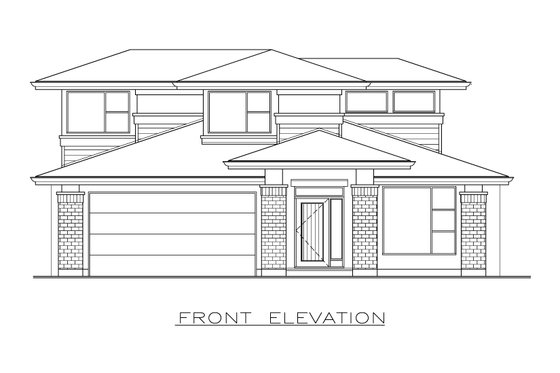 Exterior - Front Elevation 3 for Prairie House Plan #1100-51 - 4 bed, 3 bath